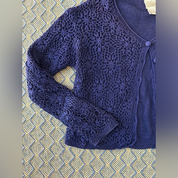 *SOLD* Vintage Purple Crochet Cardigan - Picture 3 of 10